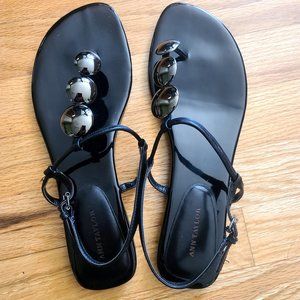 Ann Taylor Clara T-Strap Sandal Size 10 Black Like New